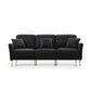 Mid-Century Tufted 3-Seat Sofa Couch for Living Room, Office, Apartment, Dorm, Studio and Small Space, 3 Pillows Included (Black)