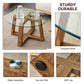Modern practical circular coffee and tea tables. Made of transparent tempered glass tabletop and wood colored MDF material. Suitable for living rooms and bedrooms.31.5"*31.5"*17.7"