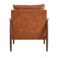 PU Leather Accent Arm Chair Mid Century Modern Upholstered Armchair with Imitation solid wood Walnut color Metal Frame Extra-Thick Padded Backrest and Seat Cushion Sofa Chairs for Living Room SF-010