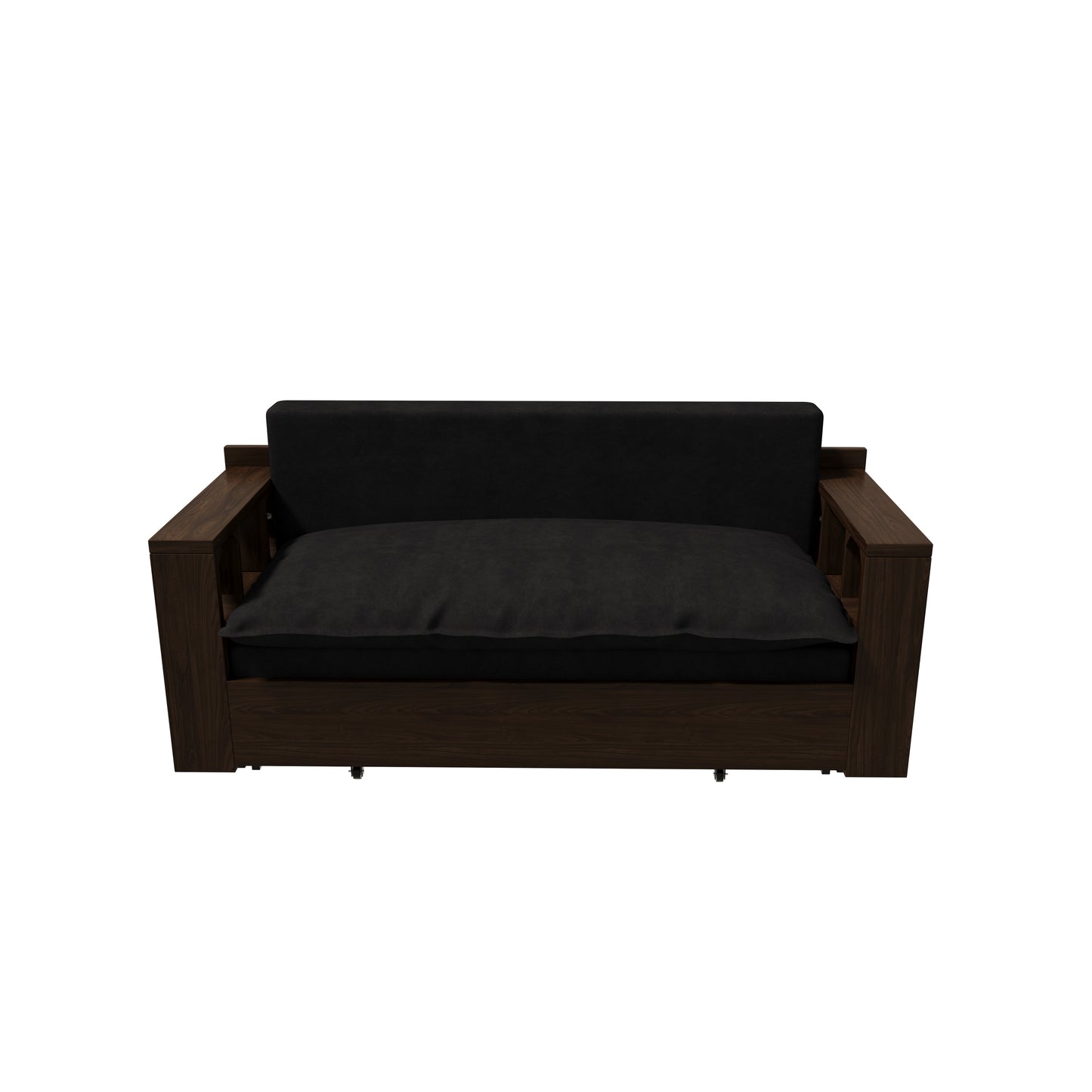 3-in-1 Convertible Sleeper Sofa Bed,Modern Velvet Loveseat Couch with Pull Out Bed,Small Love Seat Futon Sofa Bed with Convertible Office Desk,Black