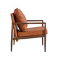 PU Leather Accent Arm Chair Mid Century Modern Upholstered Armchair with Imitation solid wood Walnut color Metal Frame Extra-Thick Padded Backrest and Seat Cushion Sofa Chairs for Living Room SF-010
