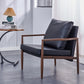 Sofa Chair.Black PU Leather Accent Arm Chair Mid Century Modern Upholstered Armchair with Imitation solid wood color Metal Frame Padded Backrest and Seat Cushion Sofa Chairs for Living Room