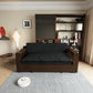 3-in-1 Convertible Sleeper Sofa Bed,Modern Velvet Loveseat Couch with Pull Out Bed,Small Love Seat Futon Sofa Bed with Convertible Office Desk,Black