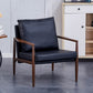 Sofa Chair.Black PU Leather Accent Arm Chair Mid Century Modern Upholstered Armchair with Imitation solid wood color Metal Frame Padded Backrest and Seat Cushion Sofa Chairs for Living Room